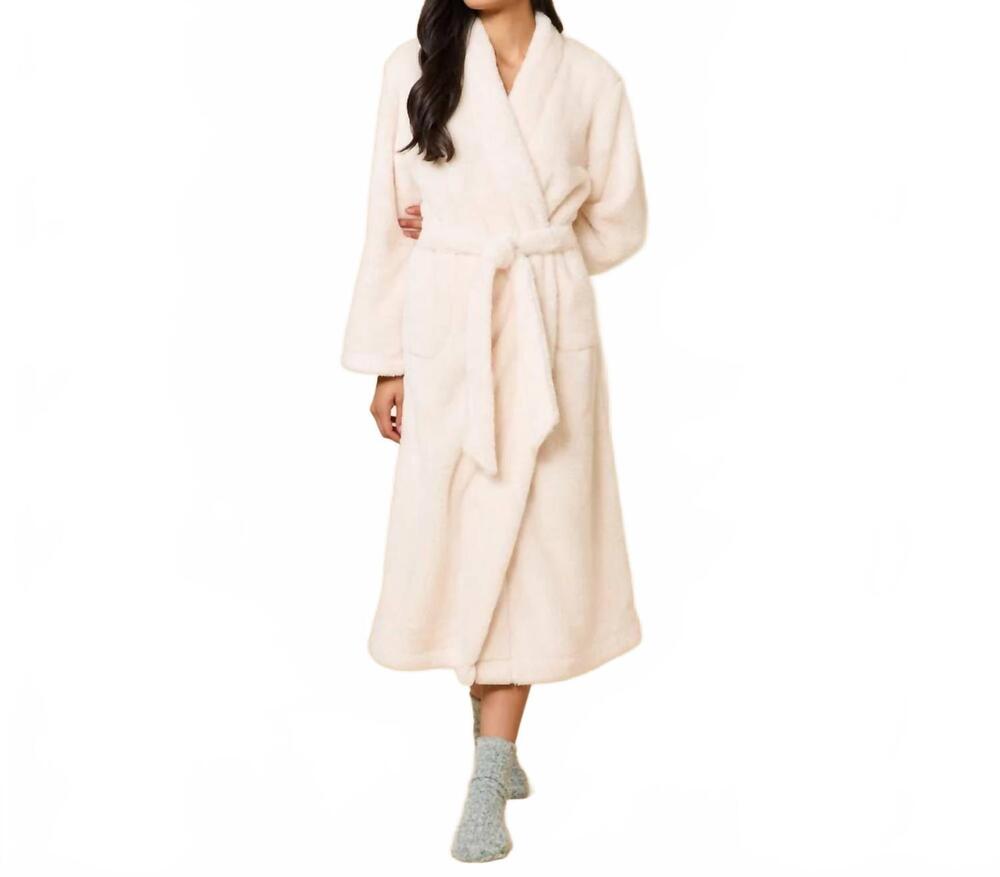 NEW SOFTIES women's dream plush wrap robe in almond
